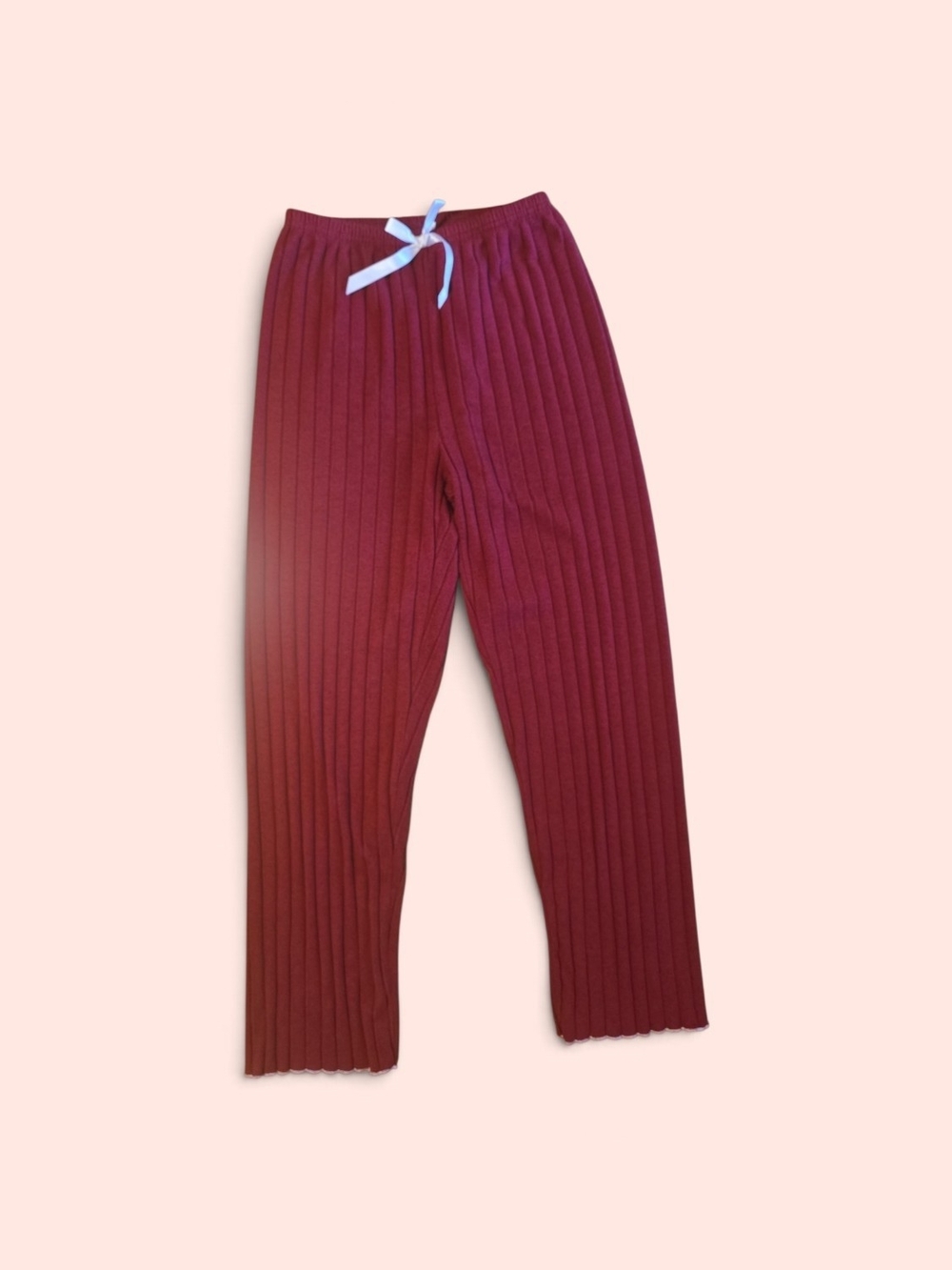Source Unknown Ribbed Lounge Pants in Burgundy with White Drawstring